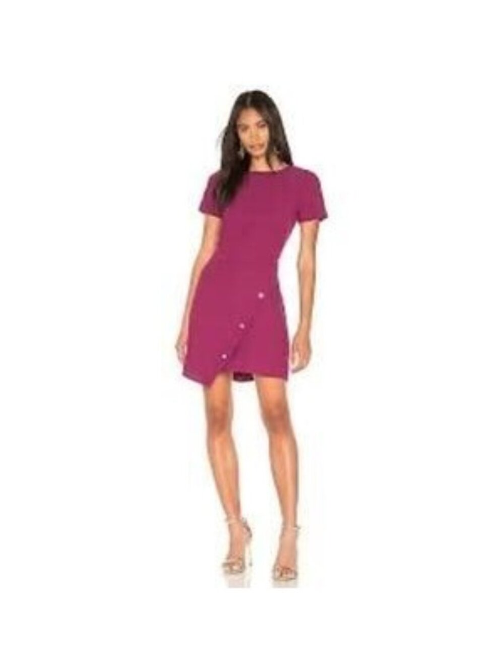 Rebecca Minkoff Magenta Wrap Dress Size 4 Short Sleeve Back Zip FLAW (MM670)